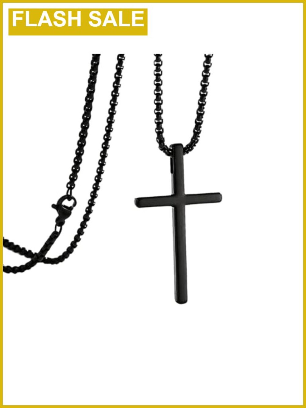 Stainless Steel Cross Necklace Box Chain Lobster Clasp Men's Jewelry